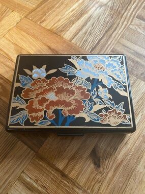 Decorative Asian Floral and Black Keepsake Jewellery Small Box